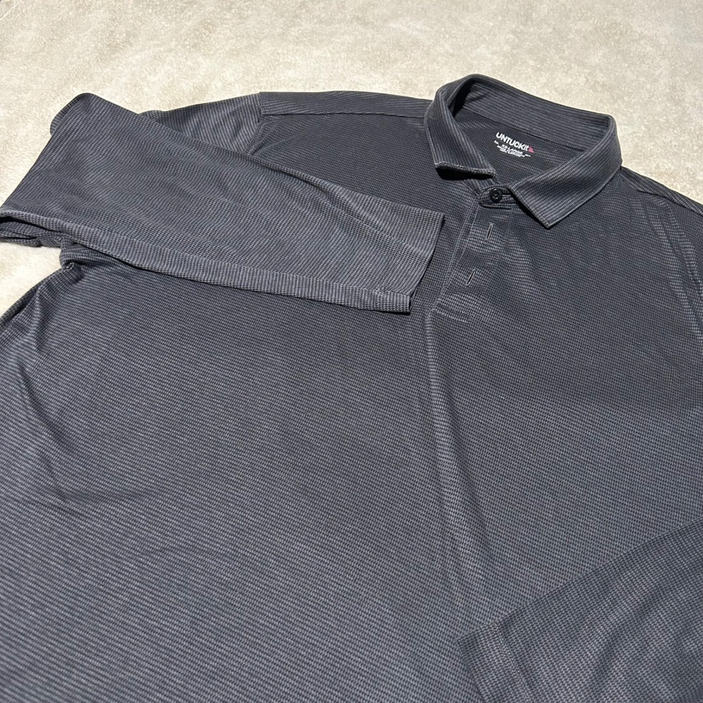 UNTUCKit Polo Shirt Mens XXL Grey Long Sleeve Cotton Micro Pattern 0841
